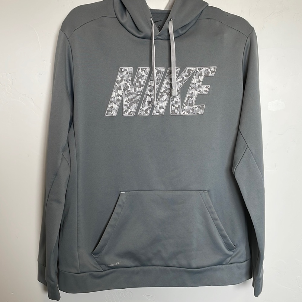 Nike pull over hoodie. Gray size large.